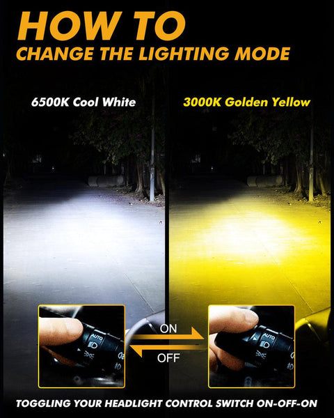 Dual Colour 55w 10000 lumen Amber White Led Headlight Set - H11