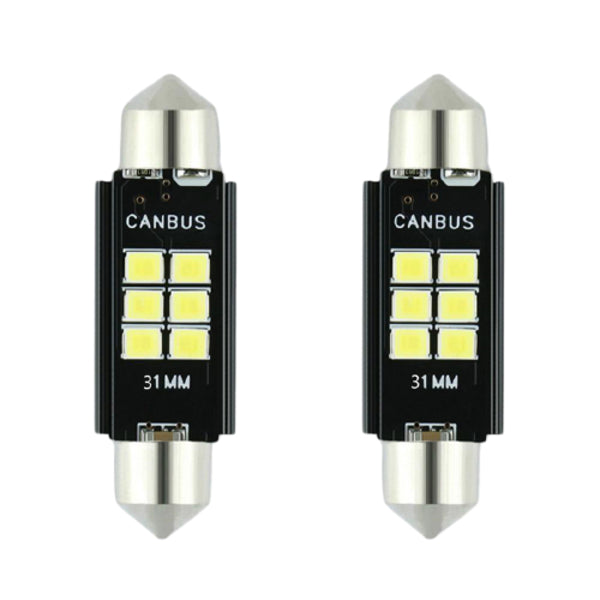 31mm Roof 6 LED Canbus Black - 10 SETS