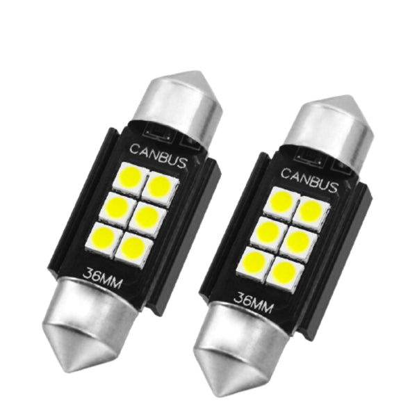 36mm Roof 6 LED Canbus Black - 10 SETS