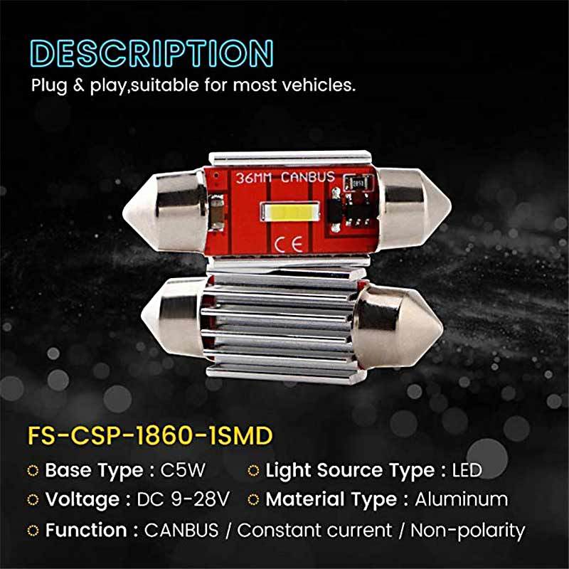 36mm Festoon Roof Led CSP 1860 Canbus - 10 SETS